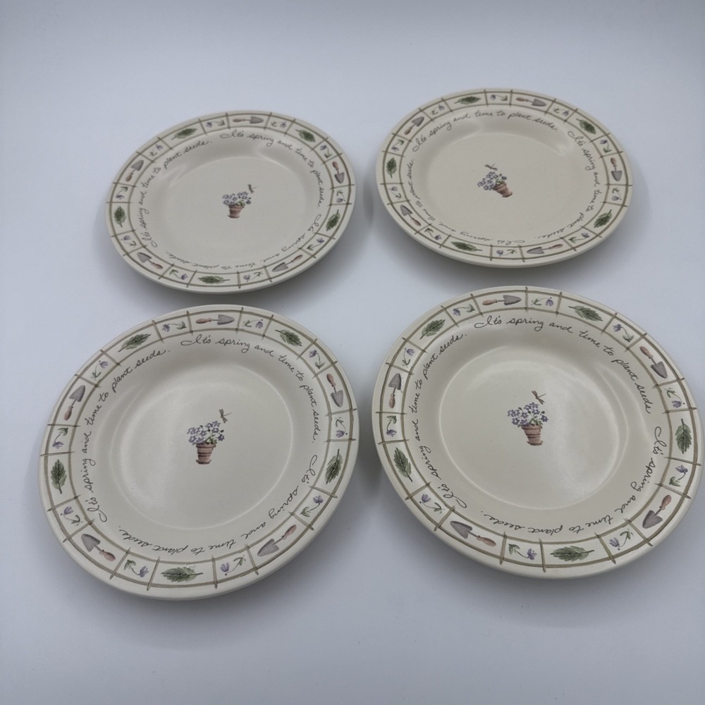 Pfaltzgraff Perennials Flower Garden 8-inch Salad Plates Vintage Set Of 4